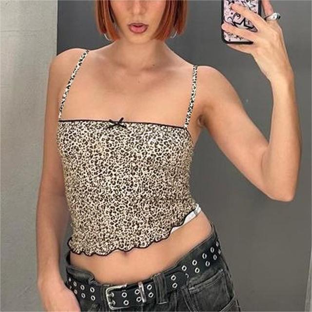 Women Wear Summer Printed Sexy Bare Cropped Slim Fit Camisole
