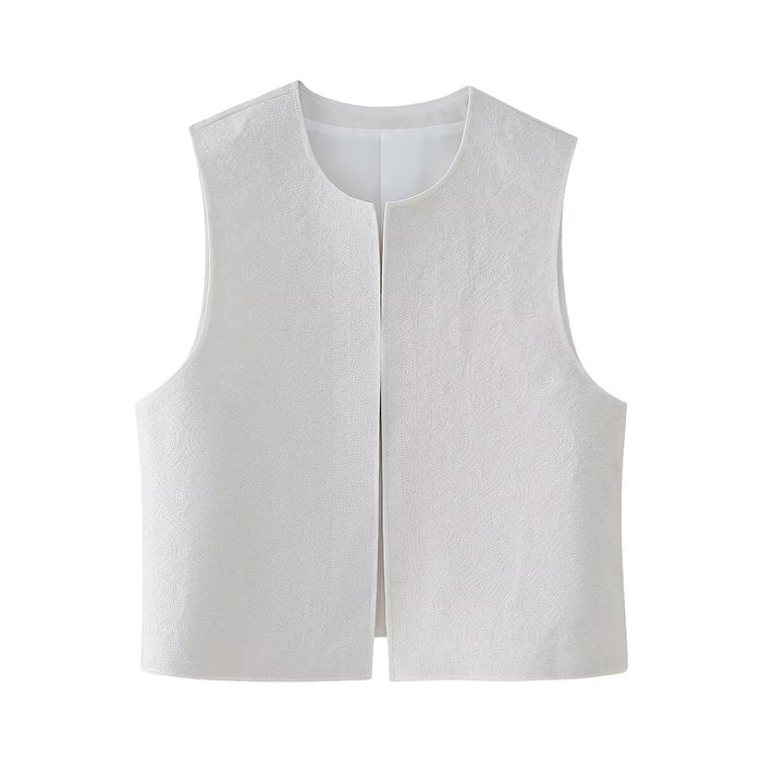 Women Clothing Summer Street Sleeveless Embroidery Vest