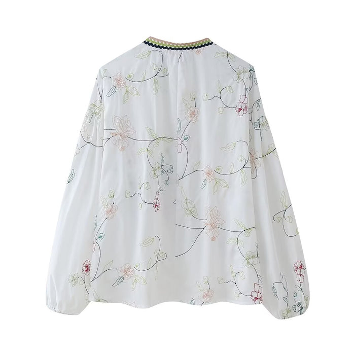 Summer Women Clothing Floral Embroidery Shirt Skirt