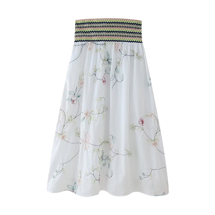 Summer Women Clothing Floral Embroidery Shirt Skirt