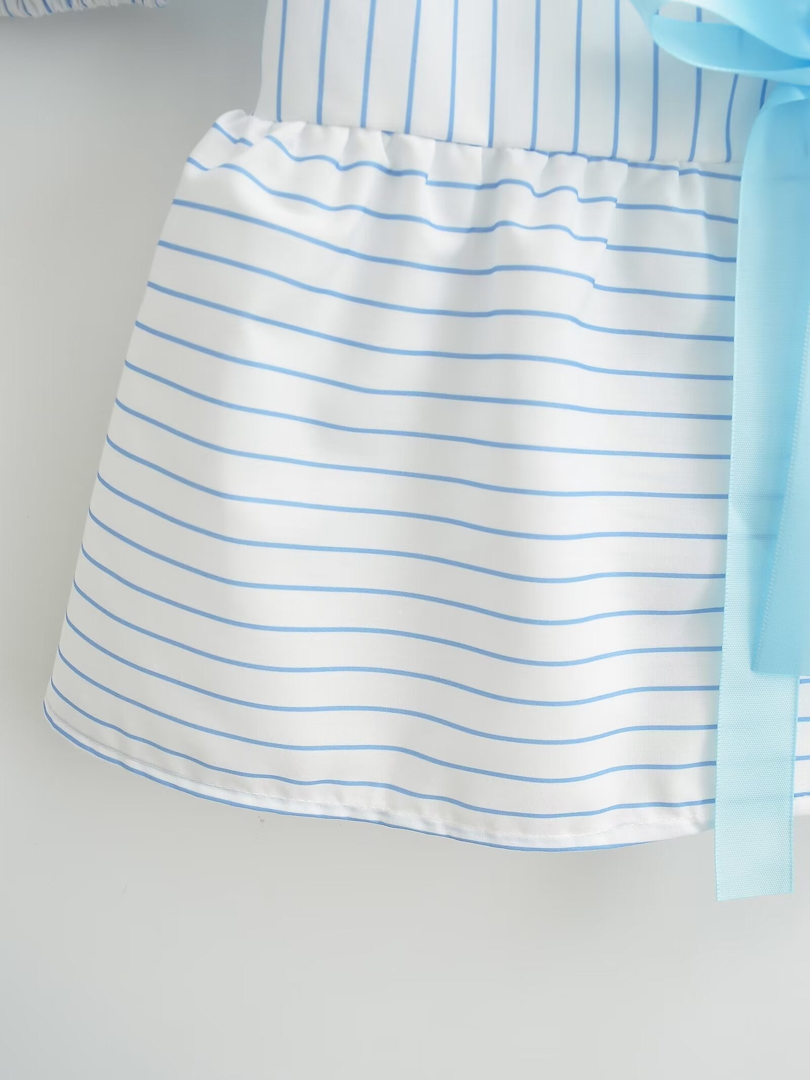 Summer Women Clothing Striped High Waist Shorts Hollow Out Cutout Puff Sleeve Top Casual Set