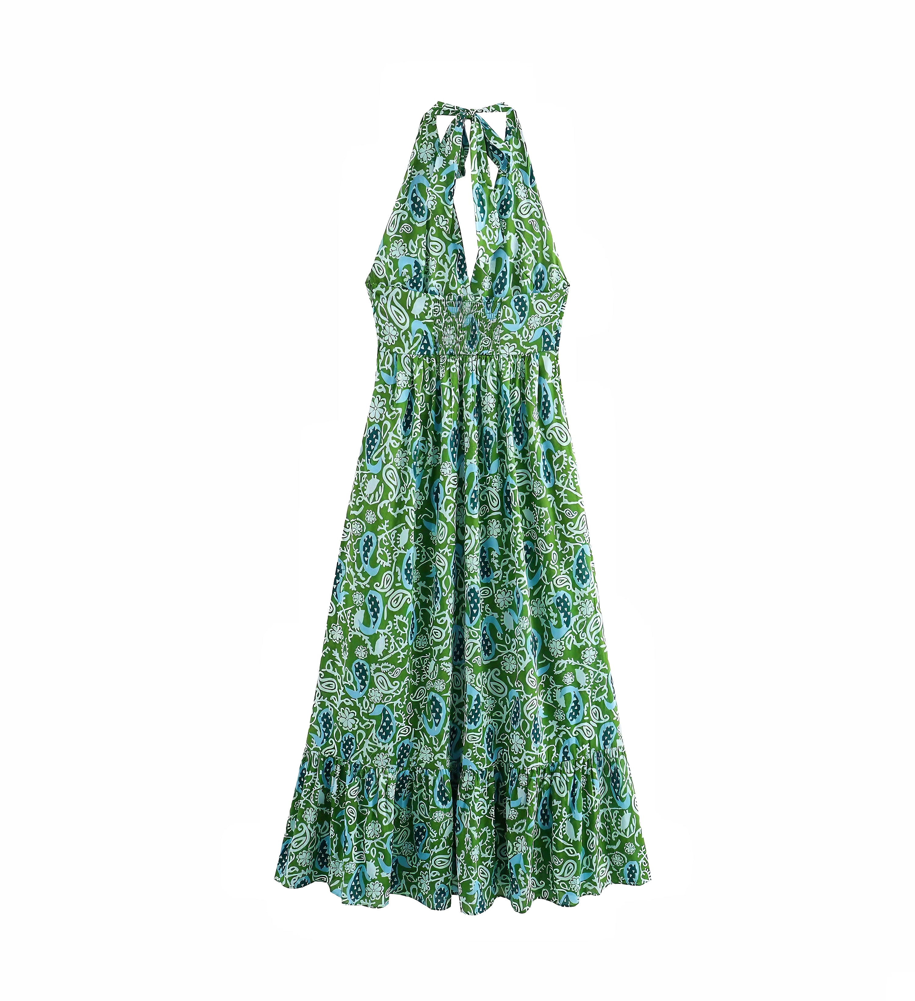 Summer Women Clothing Casual Simple Printing Hanging Collar Dress