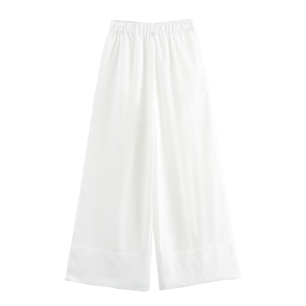 Summer Women Clothing Street Casual Linen Wide- Leg Pants