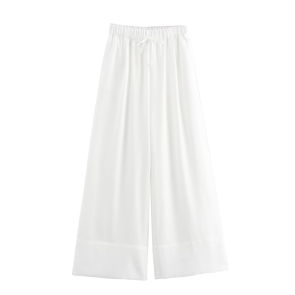 Summer Women Clothing Street Casual Linen Wide- Leg Pants