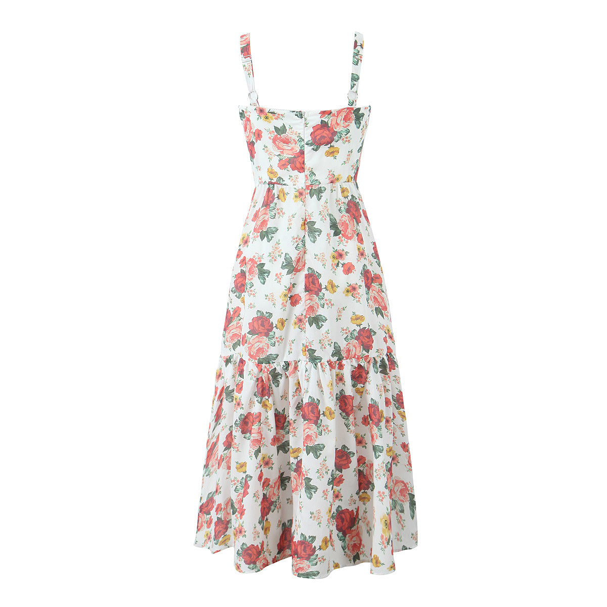 Sexy Printing Slip Dress Summer French Waist Controlled Slimming Vacation Floral Dress