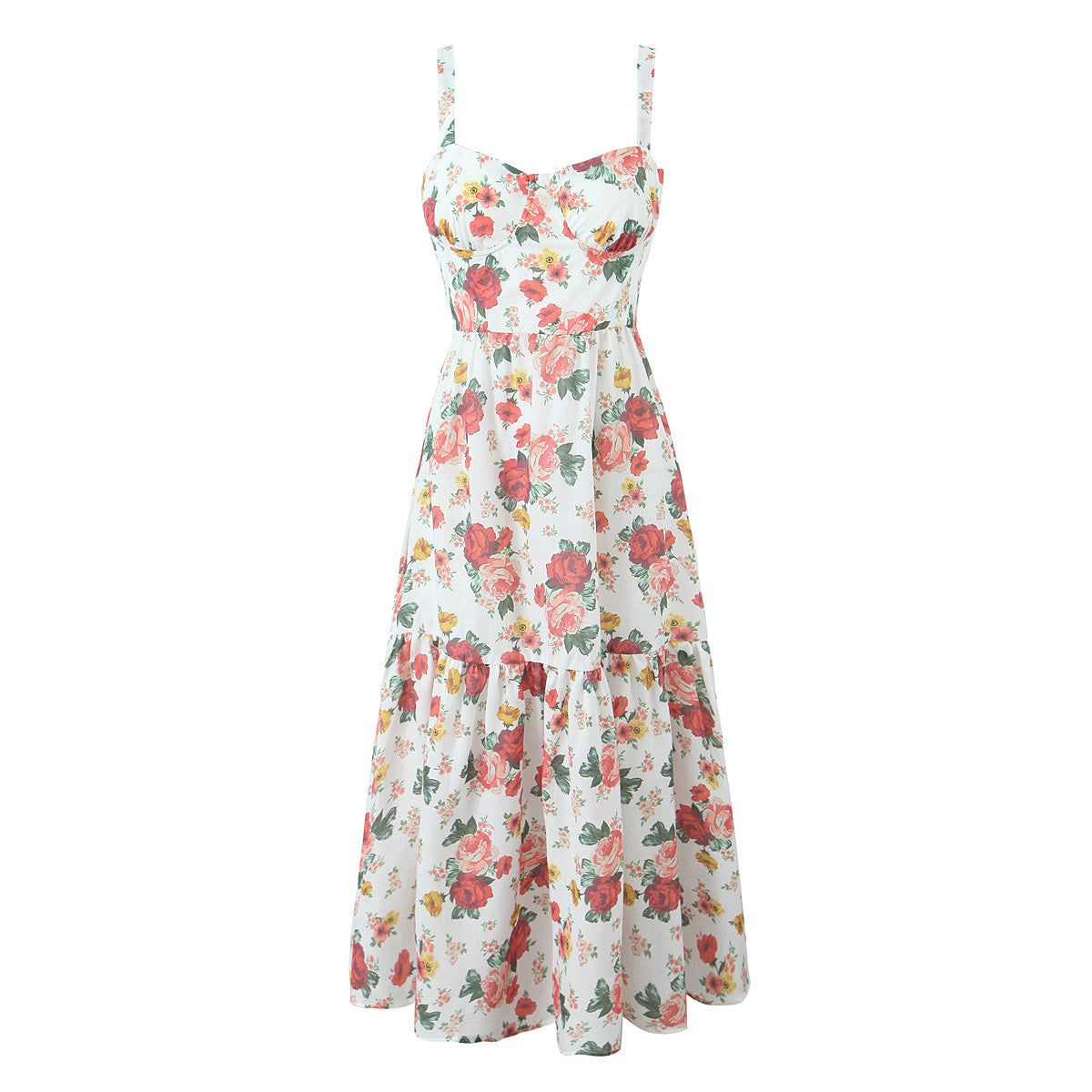 Sexy Printing Slip Dress Summer French Waist Controlled Slimming Vacation Floral Dress