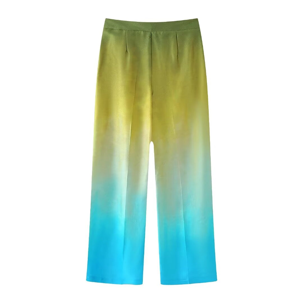 Summer Silk Satin Texture Tie Dyed Loose Pants