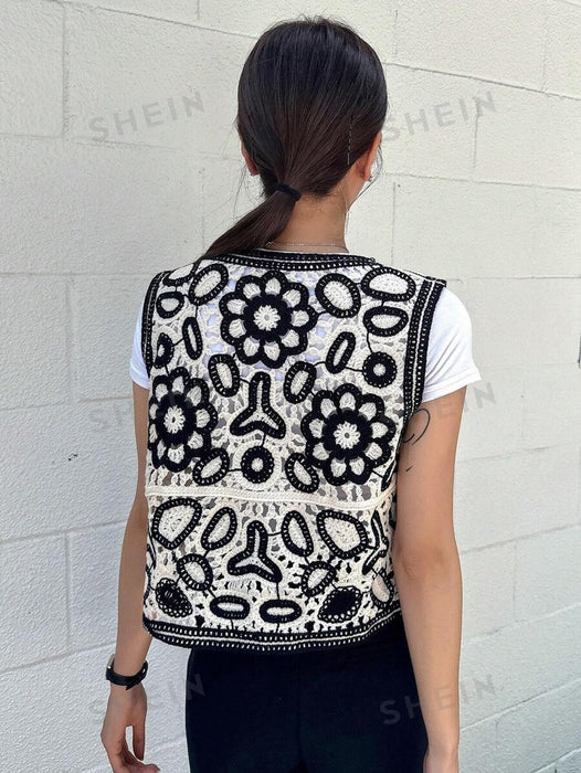 Women Summer Elegant Button Embroidery Vest