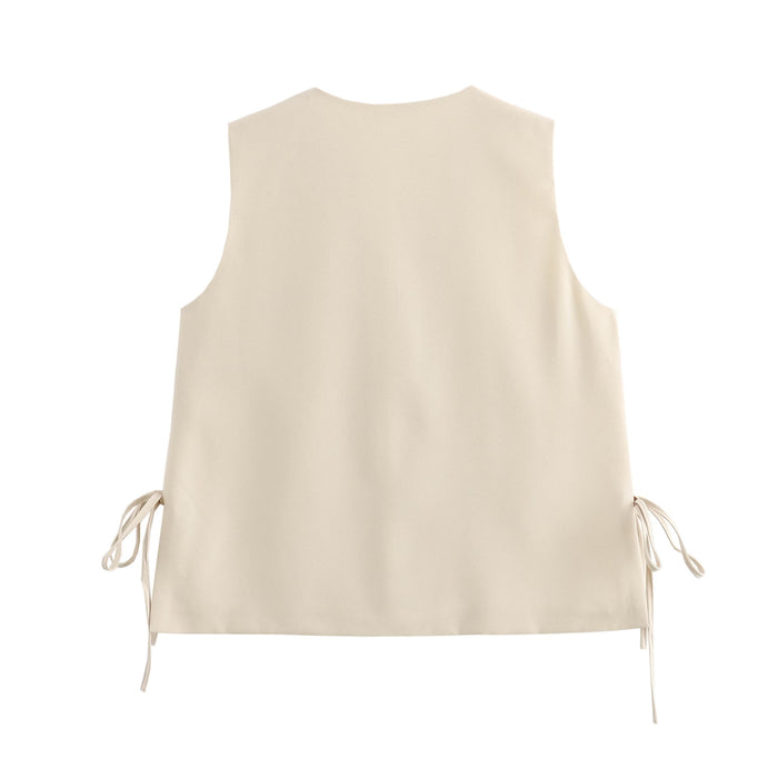 Women Fashionable Chic Side Lace Up Sleeveless Top Vest