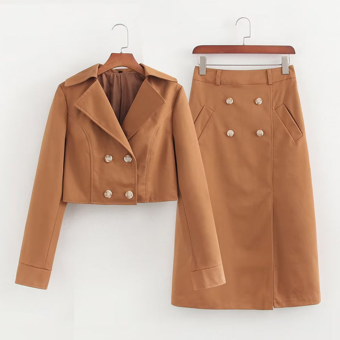 Women Professional Spring And Autumn Lapel Skirt Set