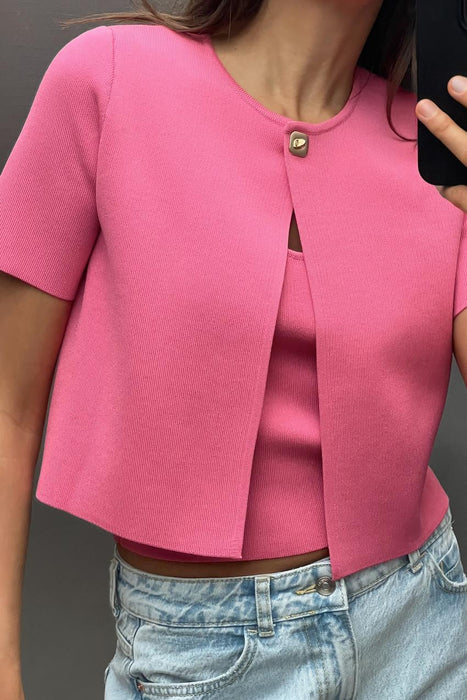 Summer Women Short Sleeve Slim Top Knitted Coat Women