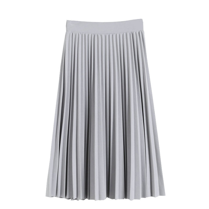 Spring Summer Chiffon Skirt Mid-Length Pleated Skirt Elastic High Waist Slim Slimming Loose Half