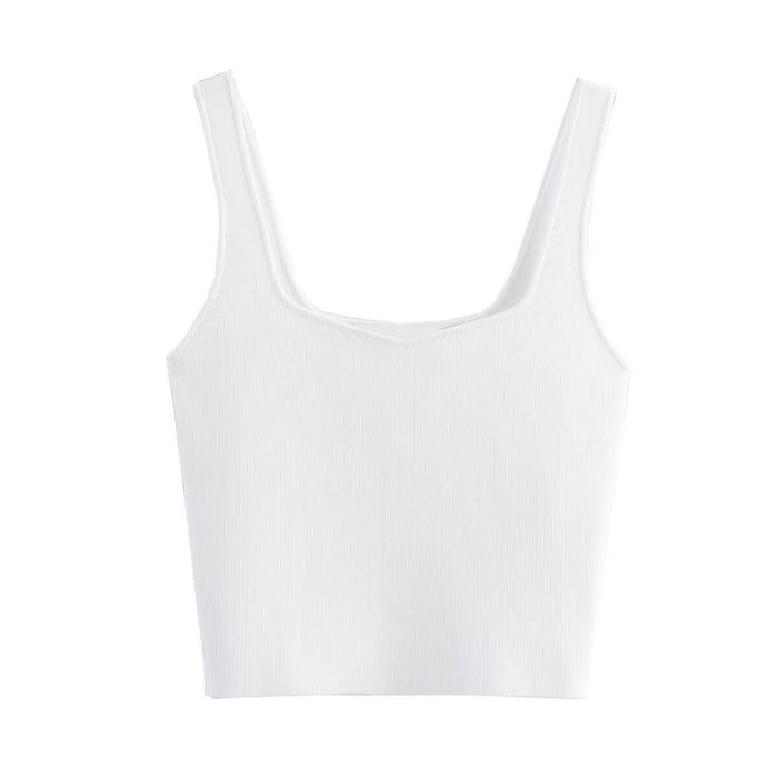 Summer Women Simple Knitting Short Strap Top