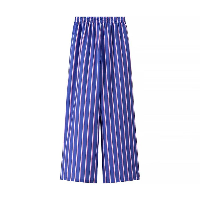 Summer Women Striped Loose Shirt Trousers Suit Women