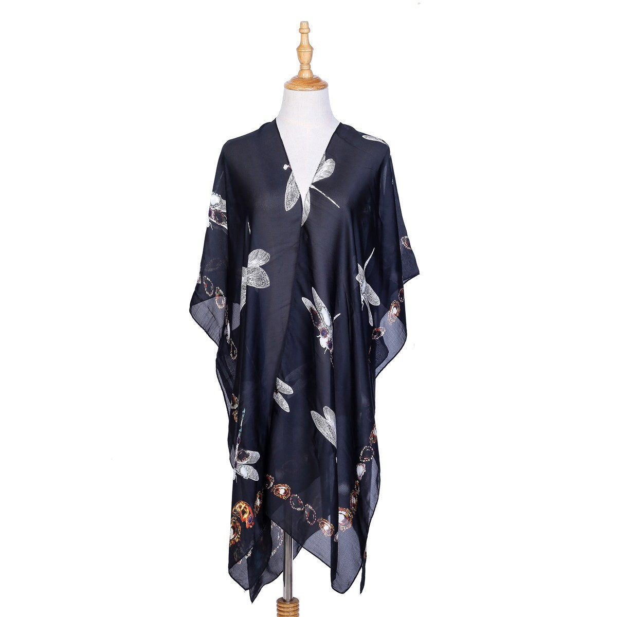 Leopard Pattern Imitation Silk Fabric Sunscreen Beach Beach Cover Up Kimono Cardigan Swimsuit