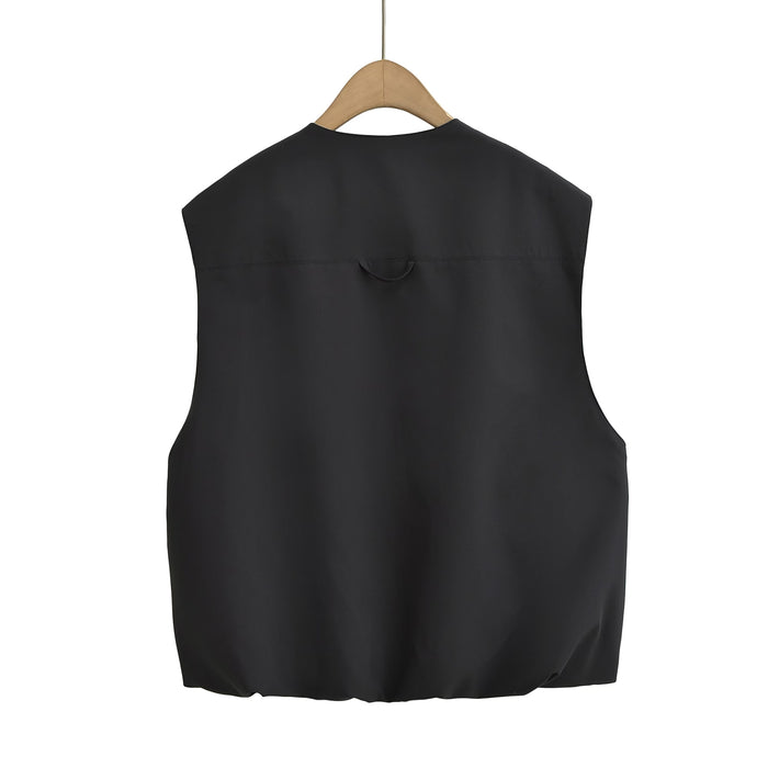 Women Clothing Summer Street Camisole Row Button Round Neck Vest Top