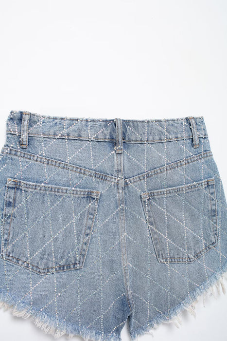 Summer Women High Waist Bright Curved Edge Denim Shorts