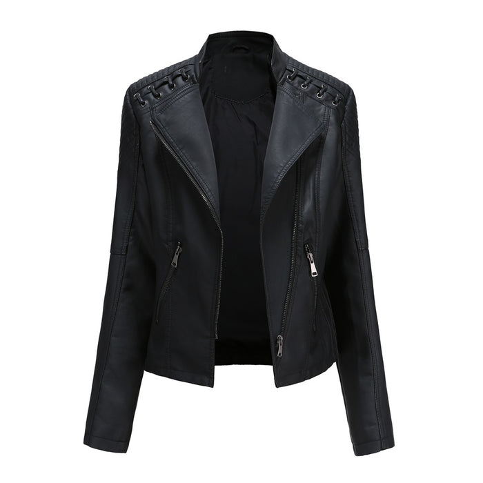 Size Spring Autumn Women Leather Jacket Women Short Jacket Slim Thin Leather Coat Ladies Motorcycle Clothing