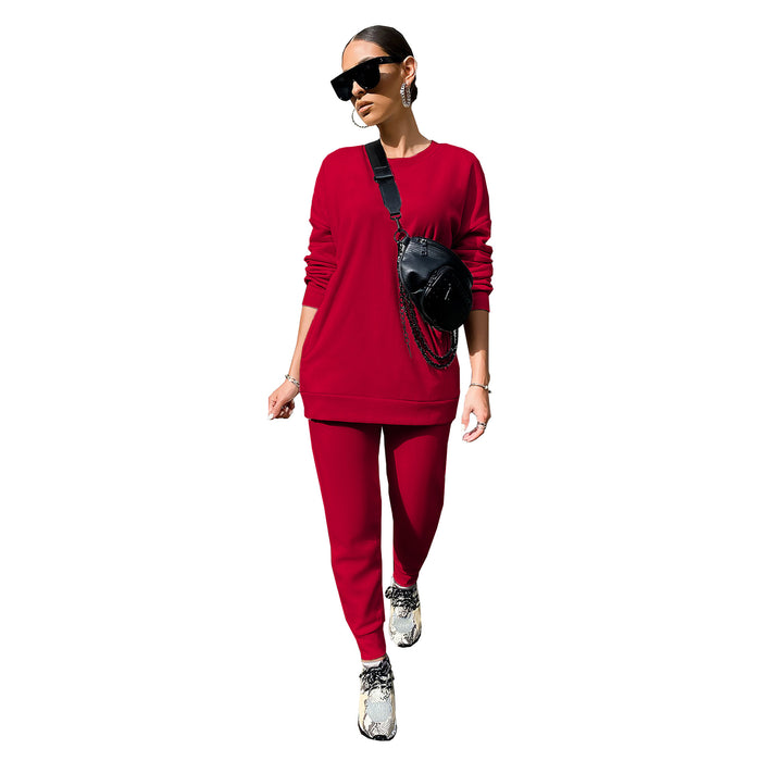 Women Clothing Sweater Suit Fleece Lined Padded Warm Keeping Sportswear Winter Two Pieces