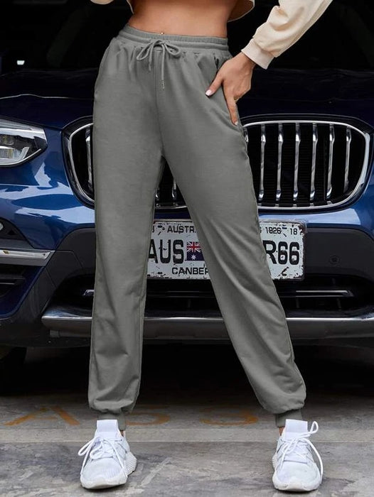 Harem Sweatpants Ins Casual Elastic Lace Solid Color Casual Trousers Sports Pants Women Ankle-tied