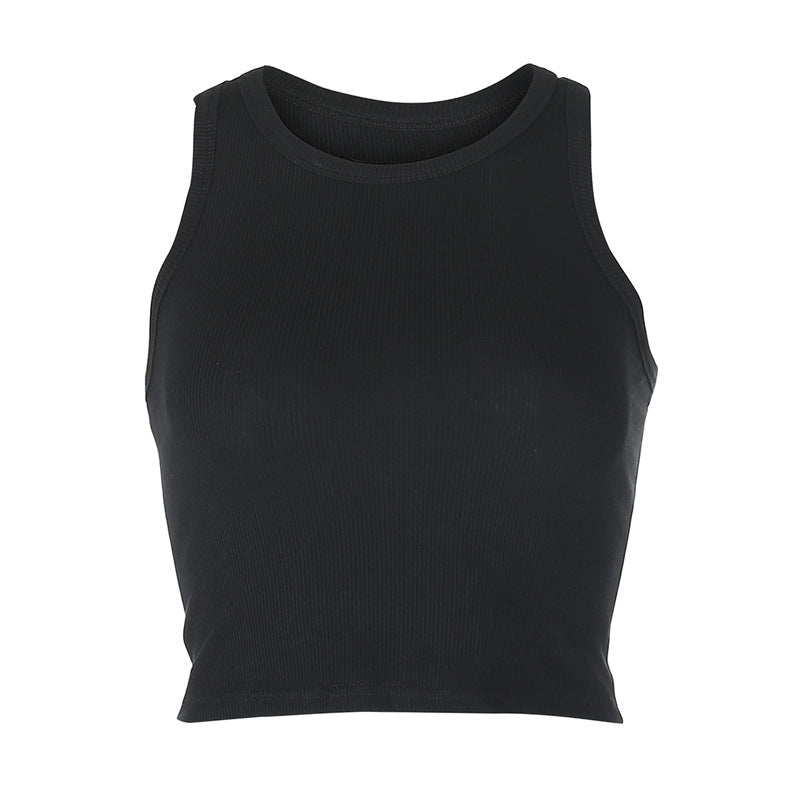 Solid Color Stretch Slim Sports Casual Vest Women Outer Wear Bottoming Tube Top Vest