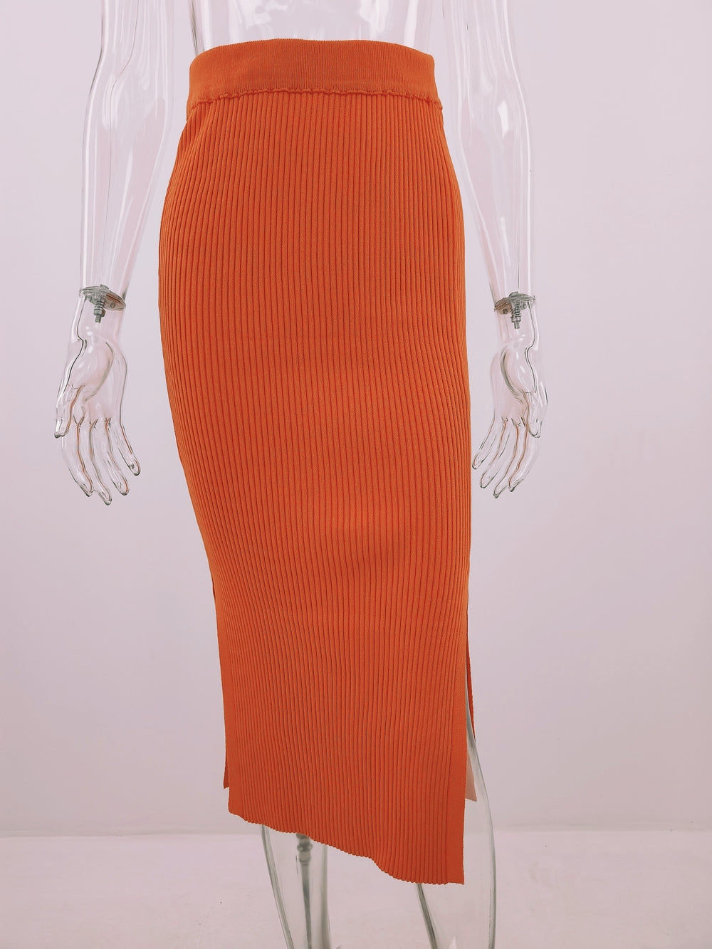 Spring Summer Pencil Skirt Slim Fit Office Midi Skirt Solid Color Split Midi Skirt