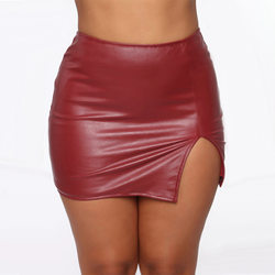 Women Skirt High Waist Hip-Wrapped Skirt Nightclub Faux Leather Zipper Sexy Black Leather Skirt