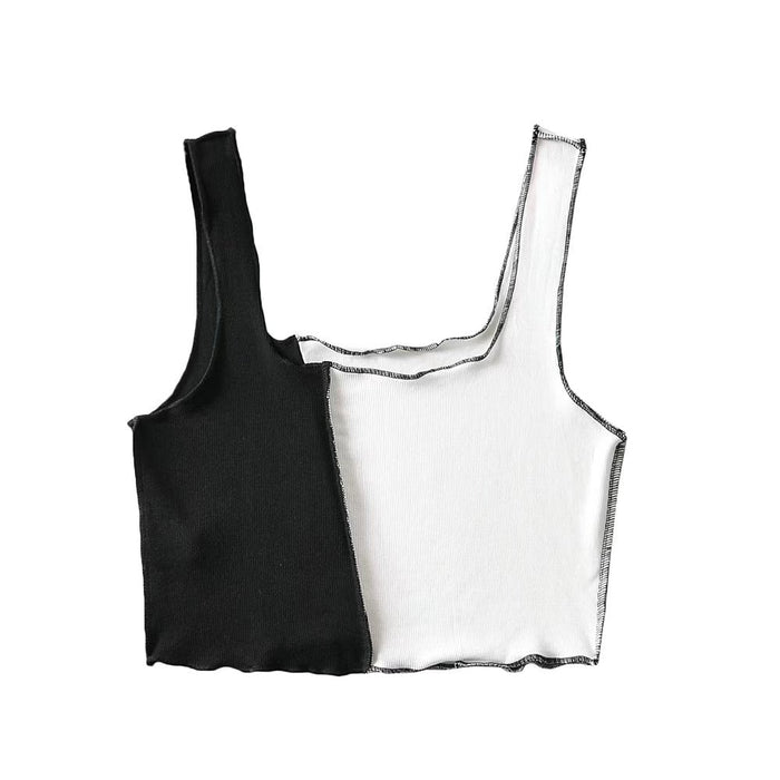 Spring Autumn Cotton Solid Color Hollow Out Cutout Strap Type Slim-Fit Color Matching Backless Vest