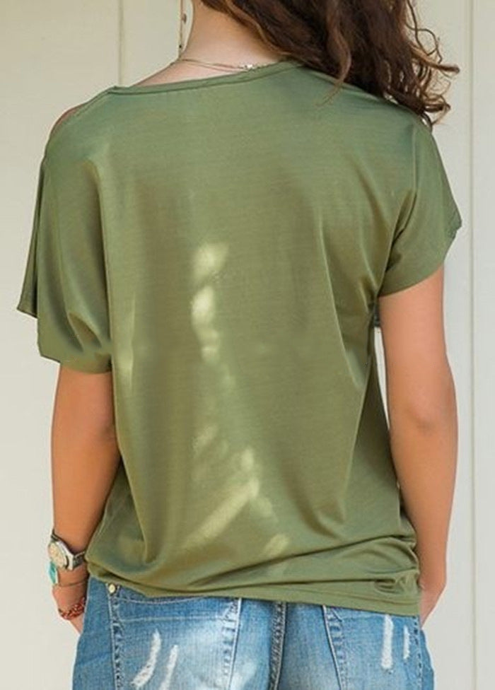 Summer Casual Criss Cross Irregular Asymmetric Short Sleeve Women Printed Wear T-shirt for Women