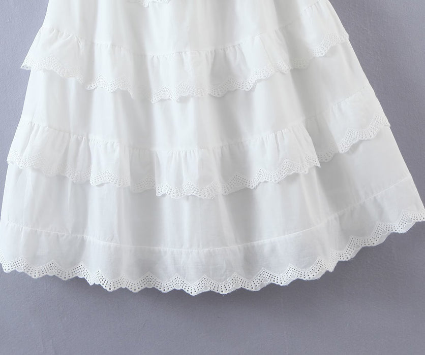 French Layered Lace Tiered Dress Lace Stitching Suspender Summer Sweet Girl Dress Women