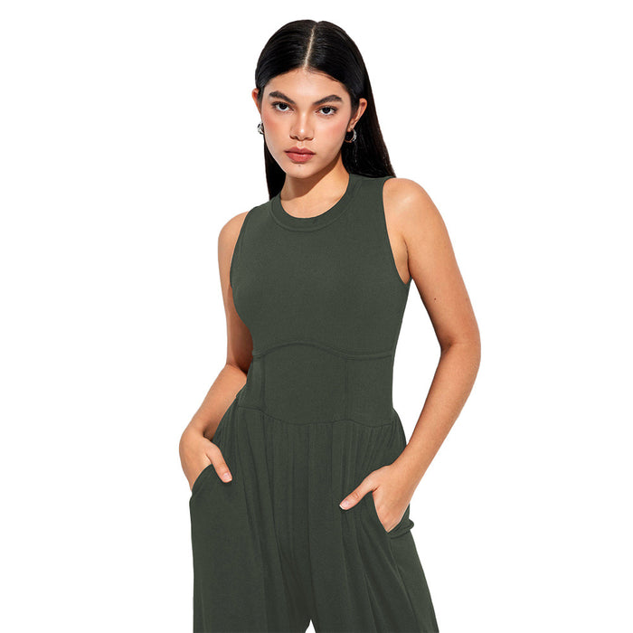 Sexy Design Waist Side Bone Slimming Fashionable Knitted Jumpsuit