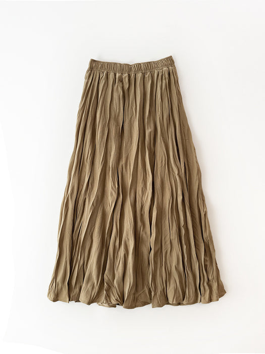 Artistic Retro Skirt Women Texture Pleated Skirt A line Skirt Mid Length Base Skirt