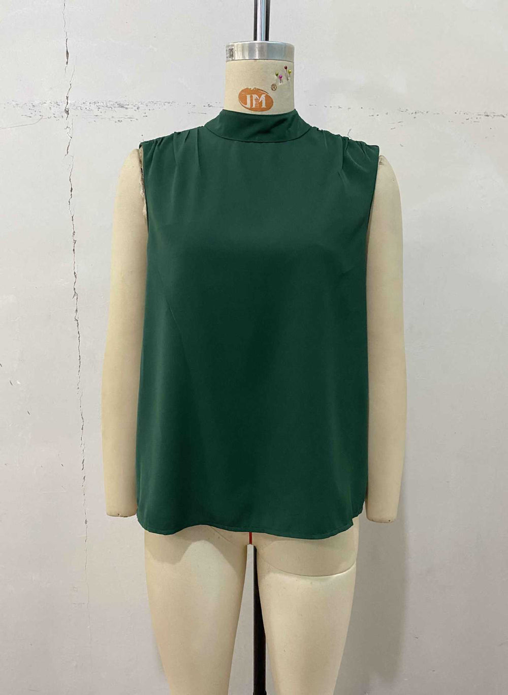 Women Clothing Summer Green Bow Hollow Out Cutout Backless Shirt Sleeveless Top