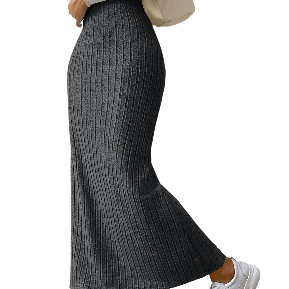 High Waist Side Slim Fit Slit Knitted Skirt Women