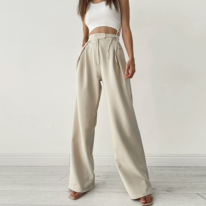 Bandage Wide Leg Pants for Women Autumn Winter Office Mopping Wide Leg Pants