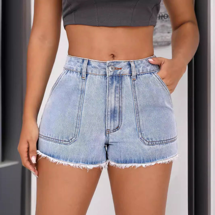 Women Clothing Casual High Waist Denim Shorts