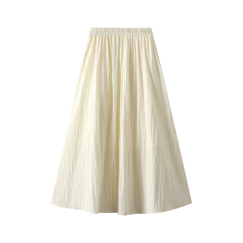 Pleated Skirt Skirt Spring Summer High Waist Retro Casual Drape Midi Skirt Women