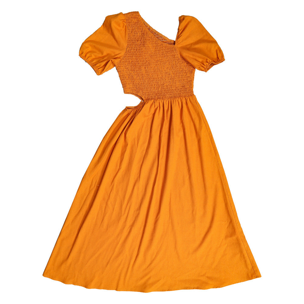 Women Popular Wrapped Chest Solid Color Dress Summer Slim-Fit Jumpsuit Maxi Dress