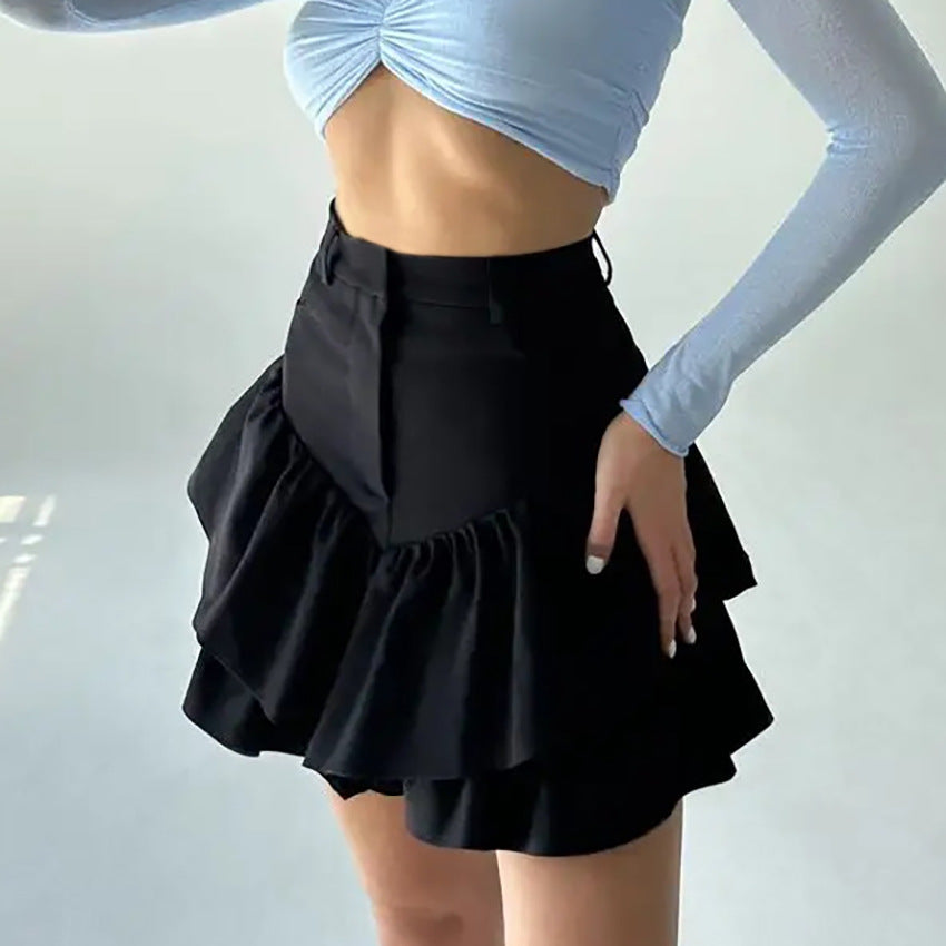 Spring Sexy Texture Black Cotton Linen High Waist Skirt Wildberries Girl Short Skirt for Women