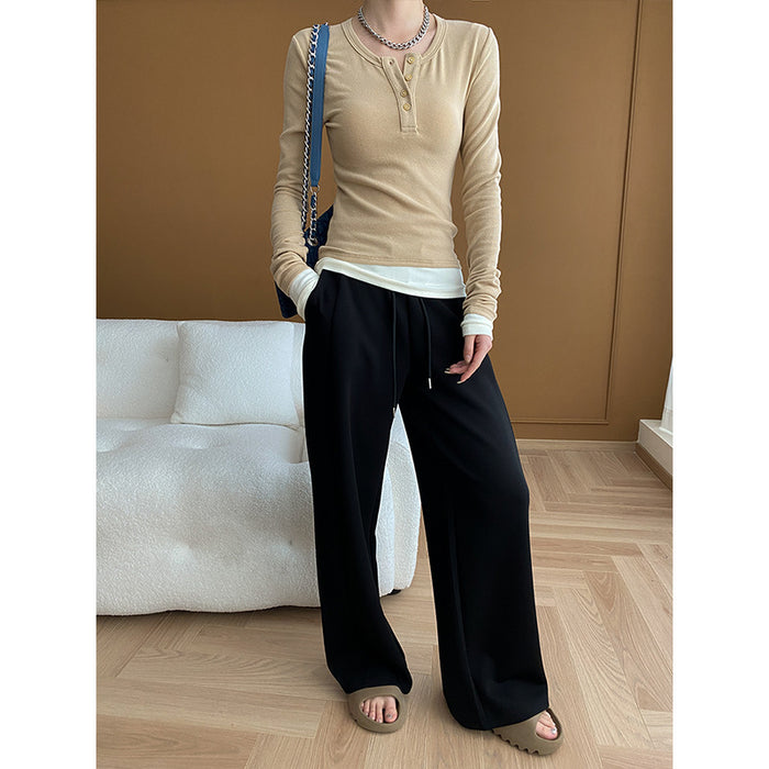 Sinan Thin Feeling Smooth Casual Fashionable Mopping Casual Sports Wide Leg Pants Early Spring