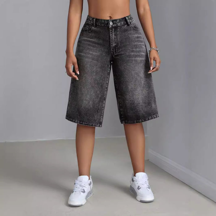 Women Clothing Street Wide Leg Pants Denim