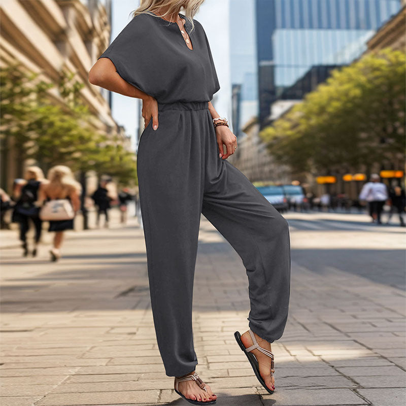 Summer Women Casual Solid Color Jumpsuit