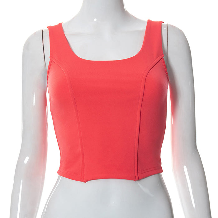 Women Clothing Spring Sleeveless Slim Fit Sports Tube Top