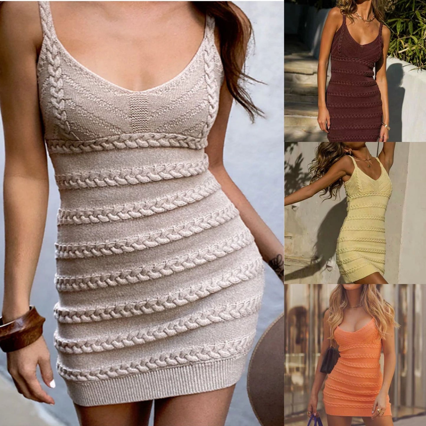 Early Spring New Niche Western Knitted Cami Dress Elegant Dress for Women