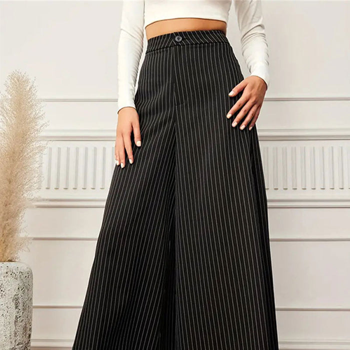 Button Striped Loose Wide Leg Pants Casual Pants Spring Women Pants Summer Trousers Women