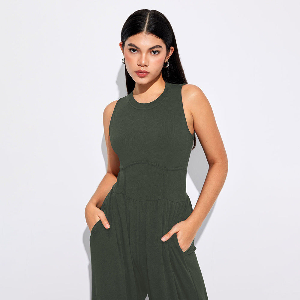 Sexy Design Waist Side Bone Slimming Fashionable Knitted Jumpsuit