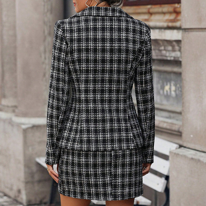 Suit Women Plaid Long Sleeve Autumn Winter Women Clothes