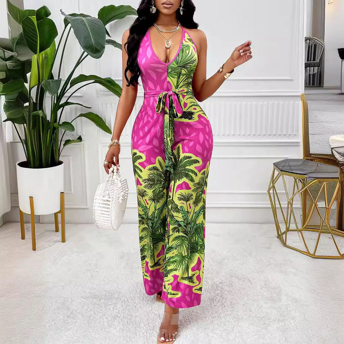 Women Clothing Summer Printing Sexy Suspenders Jumpsuit