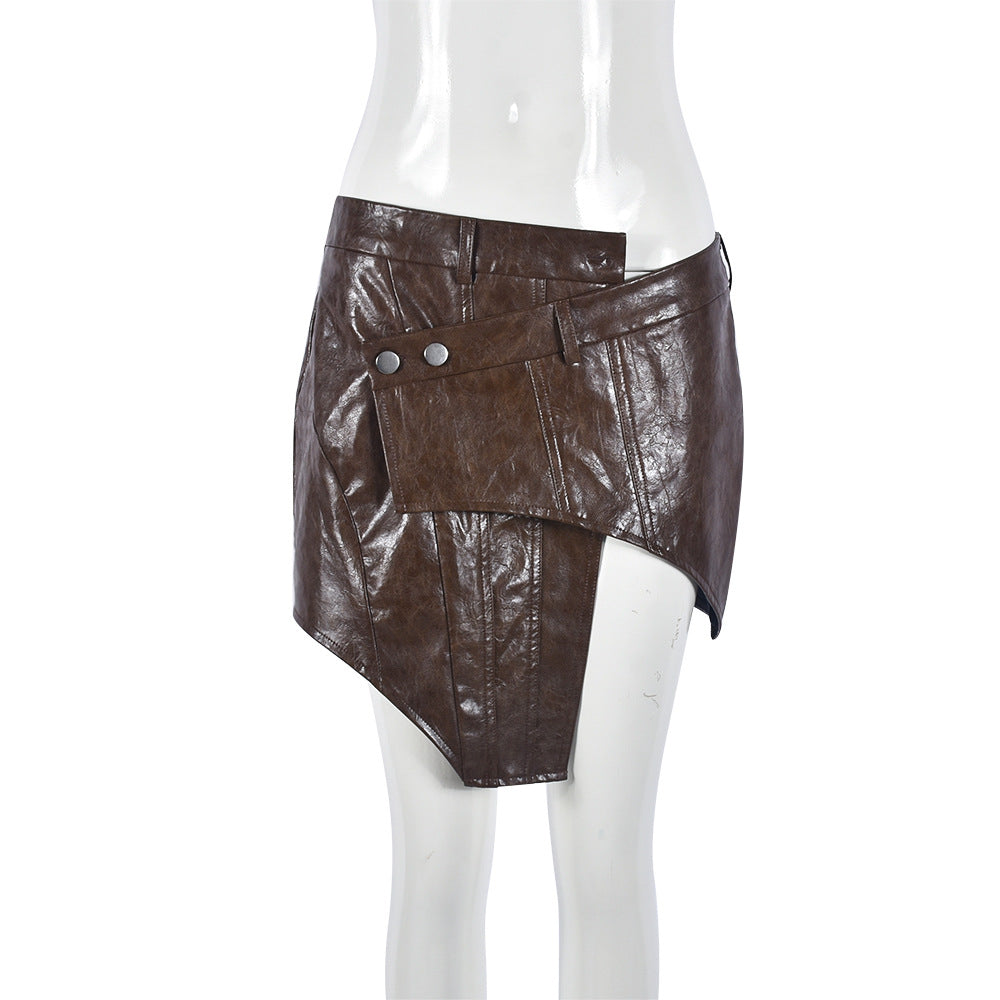 Women Short Skirt Personalized Faux Leather Women