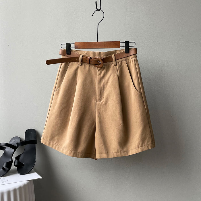 Workwear Shorts Women Summer Korean High Waist Slimming Loose Straight Wide Leg Casual Pants